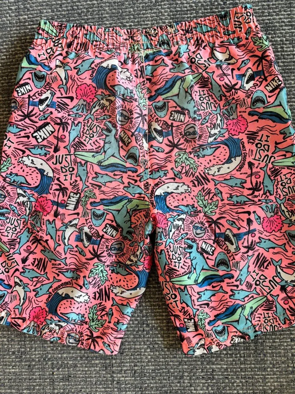 Nike Boys Shark Party Swim Trunks Graphic Volley Shorts Size S 8-10